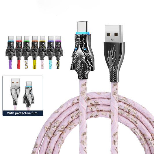 Colorful Tap RGB Illuminated Fast Charging Cable, Durable Nylon Braided USB-C Data Cable 5A 100W for Automotive and Indoor, Fast Charging and Data Trnsfer, Essential Accessory for Type-C Devices, Great for Everyday Use, Reliable and Durable Cable