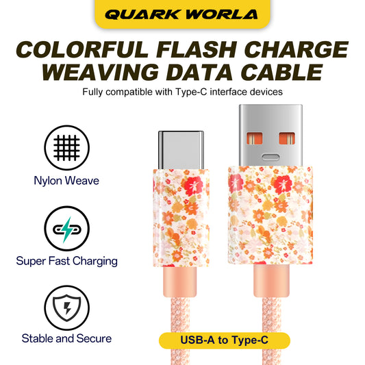 USB-C Quick Charge USB Type-C Data Cable - High speed data sync - Durable flexible cable for Samsung, Redmi, One Plus - Ideal for travel and office use